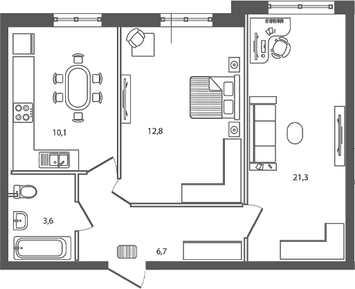 Продается 2-комн. квартира, 54.5 м²