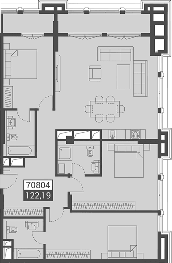 Продается 1-комн. квартира, 122.19 м²