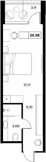 Продается 1-комн. квартира, 25.87 м²
