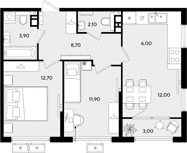 Продается 3-комн. квартира, 57.3 м²