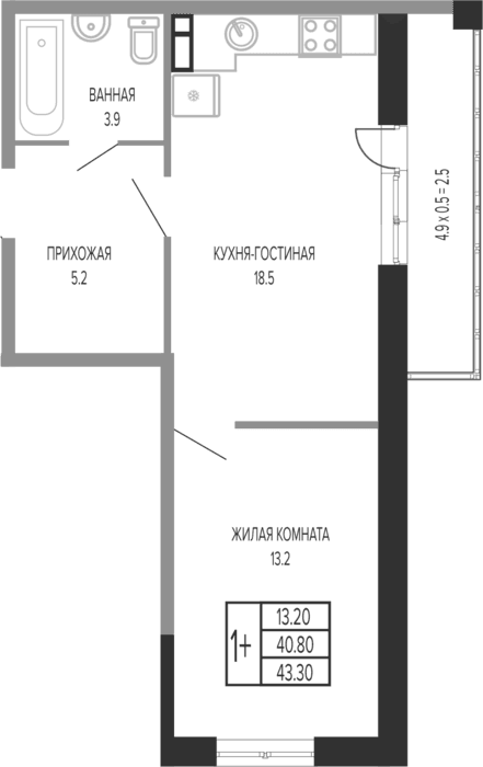 Продается 2-комн. квартира, 42 м²