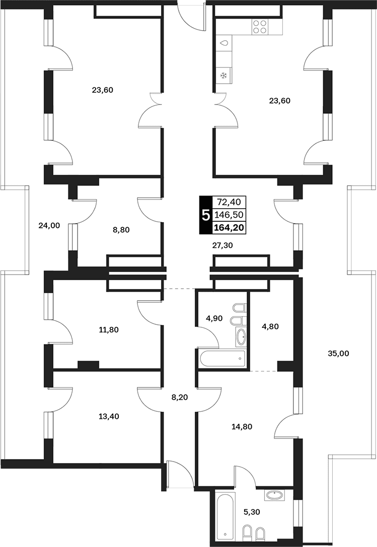 Продается 5-комн. квартира, 146.5 м²