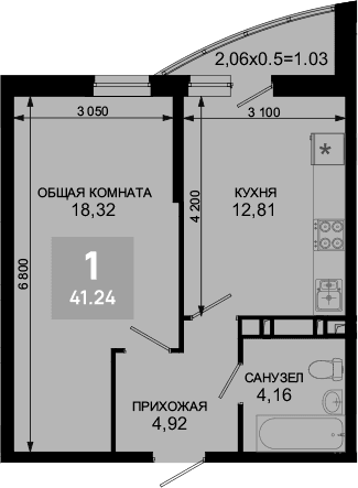 Продается 1-комн. квартира, 40.21 м²