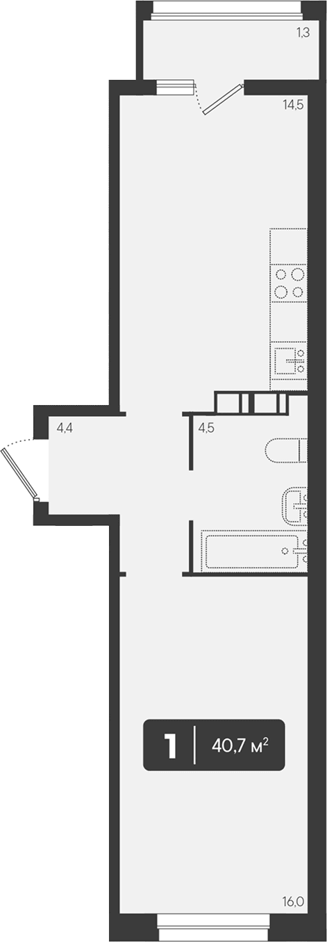 Продается 1-комн. квартира, 39.4 м²