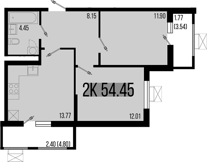 Продается 2-комн. квартира, 50.28 м²