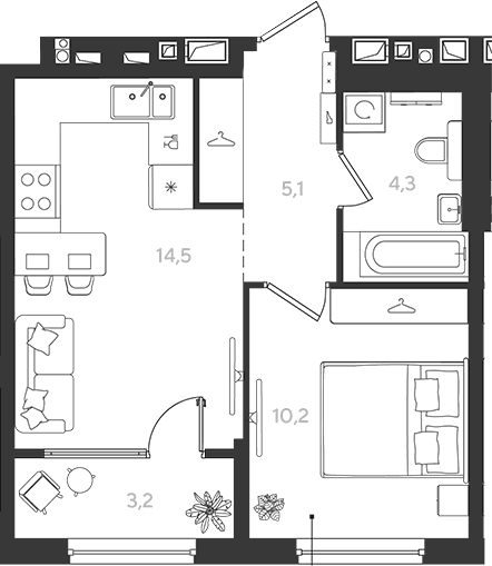 Продается 1-комн. квартира, 34.1 м²