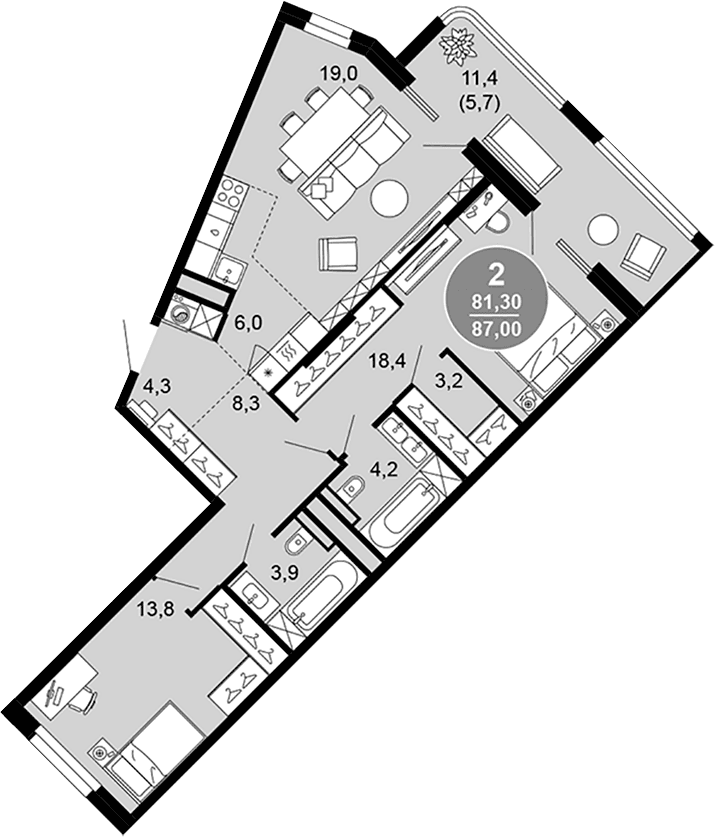 Продается 3-комн. квартира, 81.3 м²