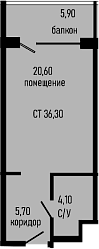 Продается 1-комн. квартира, 30.4 м²