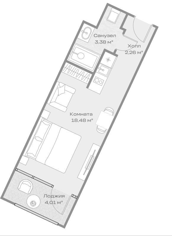 Продается 1-комн. квартира, 24.09 м²