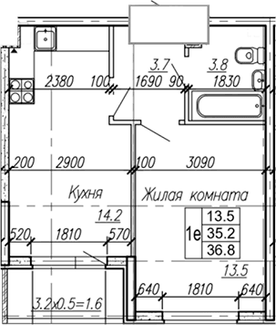 Продается 2-комн. квартира, 35.2 м²