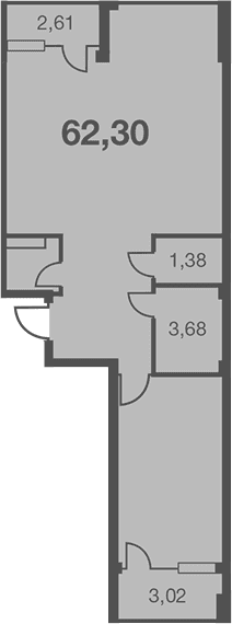Продается 1-комн. квартира, 56.67 м²