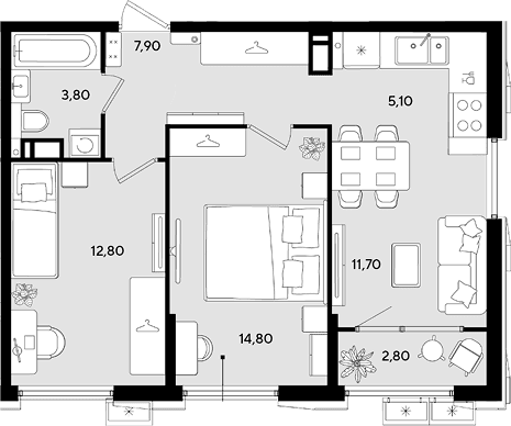 Продается 3-комн. квартира, 56.1 м²