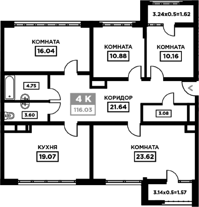 Продается 4-комн. квартира, 112.84 м²