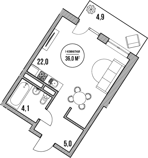 Продается 1-комн. квартира, 31.1 м²