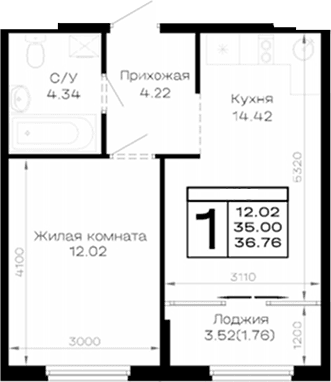 Продается 1-комн. квартира, 35 м²