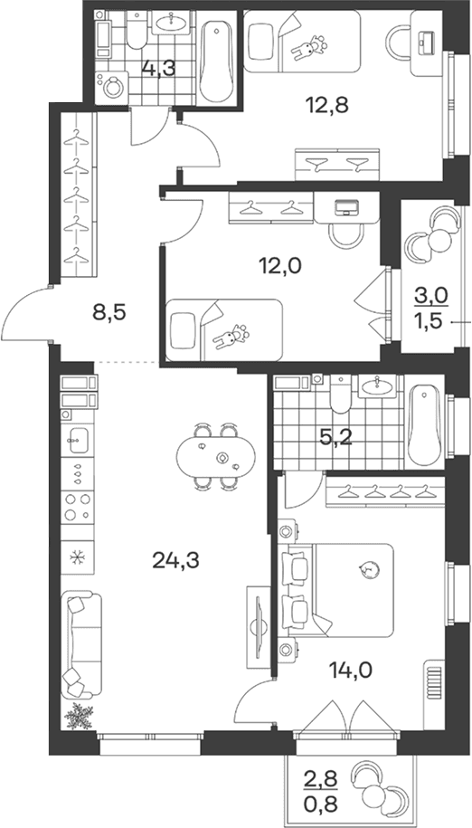 Продается 4-комн. квартира, 81.1 м²