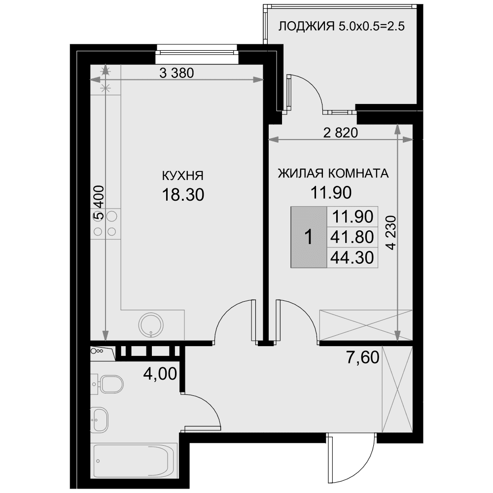 Продается 2-комн. квартира, 41.8 м²
