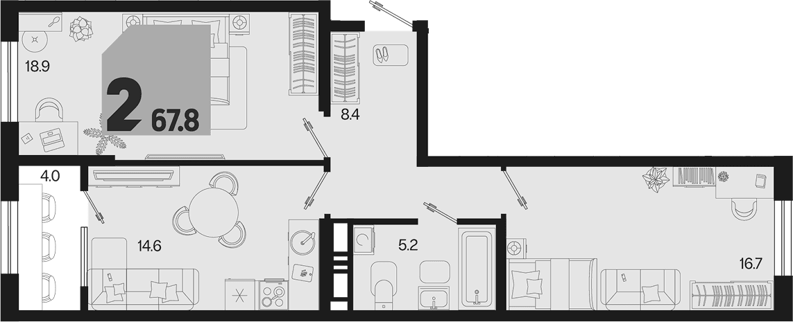 Продается 2-комн. квартира, 63.8 м²