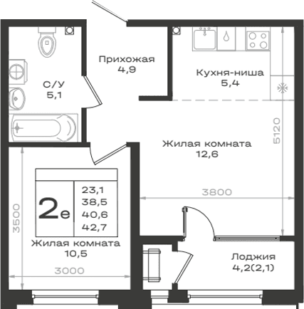 Продается 2-комн. квартира, 38.5 м²