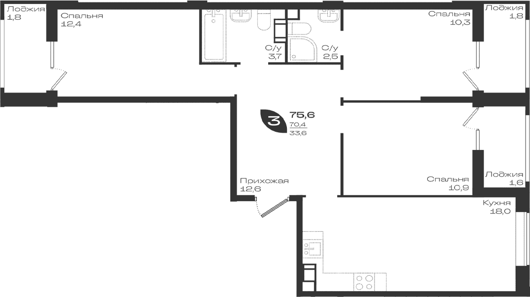 Продается 3-комн. квартира, 70.4 м²