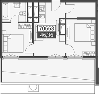 Продается 1-комн. квартира, 46.36 м²