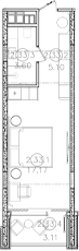 Продается 1-комн. квартира, 25.87 м²