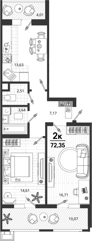 Продается 2-комн. квартира, 58.27 м²
