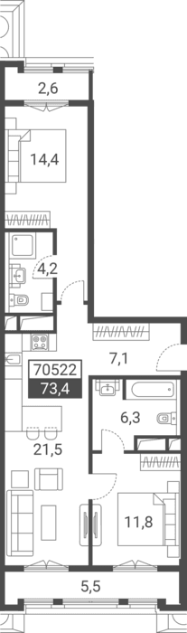Продается 3-комн. квартира, 65.3 м²