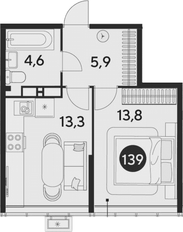 Продается 2-комн. квартира, 37.6 м²
