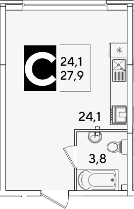 Продается 1-комн. квартира, 27.9 м²