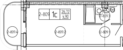 Продается 1-комн. квартира, 26.72 м²