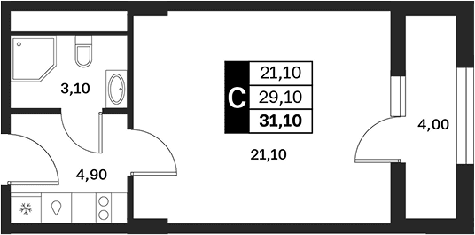Продается 1-комн. квартира, 29.1 м²