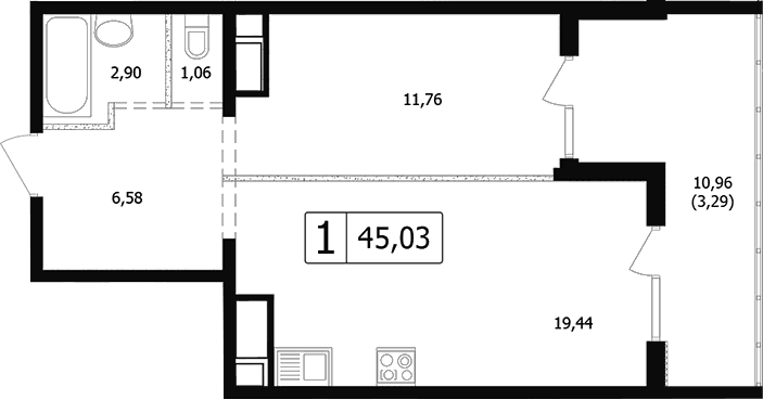 Продается 2-комн. квартира, 38.61 м²