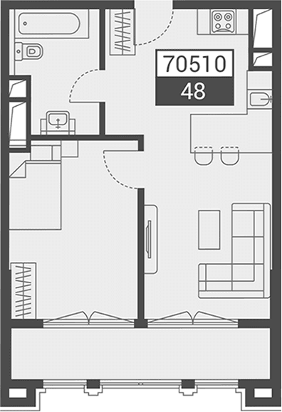 Продается 1-комн. квартира, 48 м²