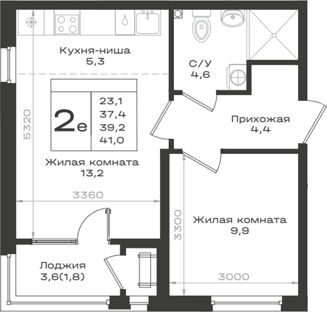 Продается 2-комн. квартира, 37.4 м²