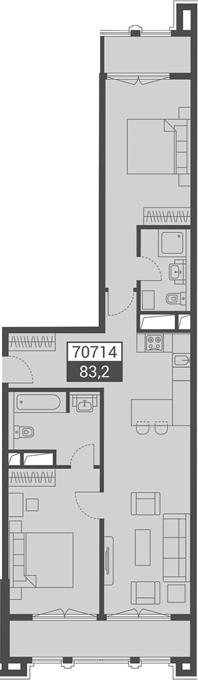 Продается 1-комн. квартира, 83.2 м²