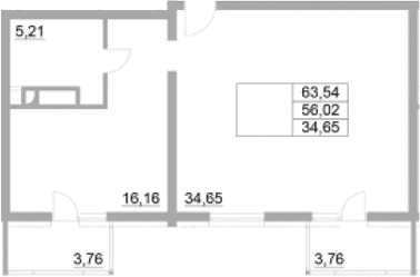 Продается 1-комн. квартира, 56.02 м²