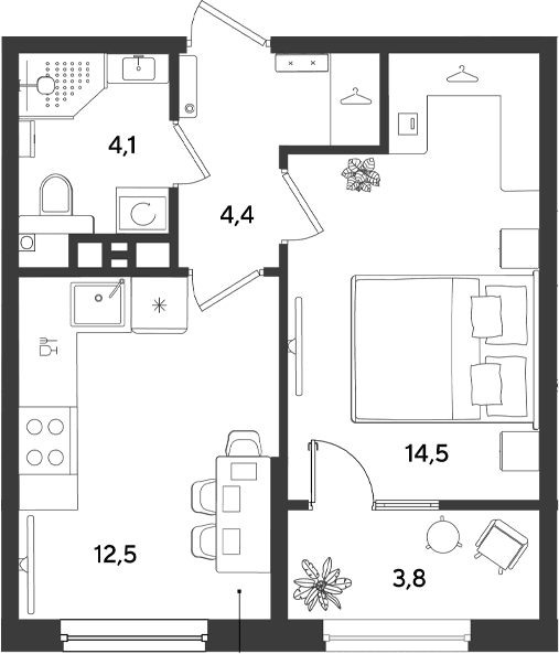 Продается 1-комн. квартира, 35.5 м²