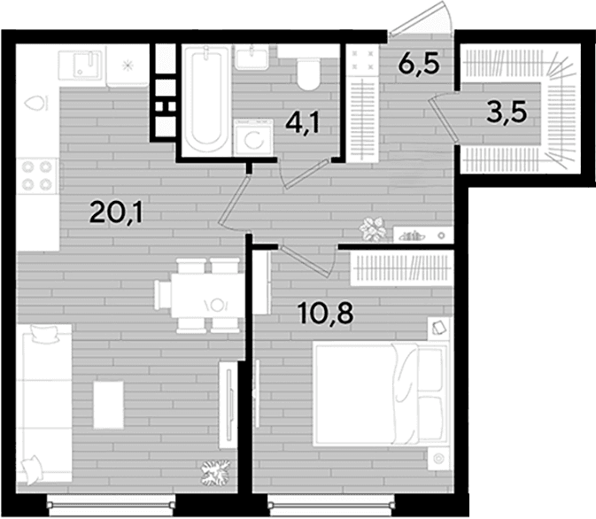 Продается 1-комн. квартира, 45.2 м²