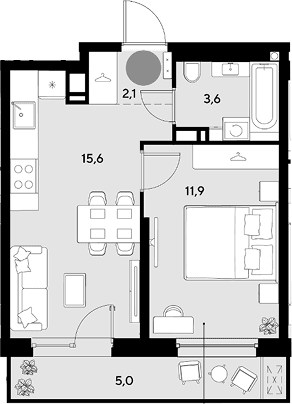 Продается 1-комн. квартира, 33.2 м²