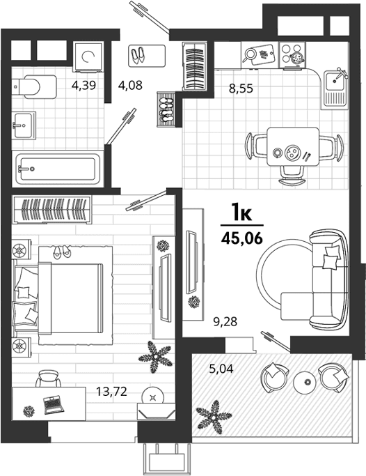 Продается 1-комн. квартира, 40.02 м²