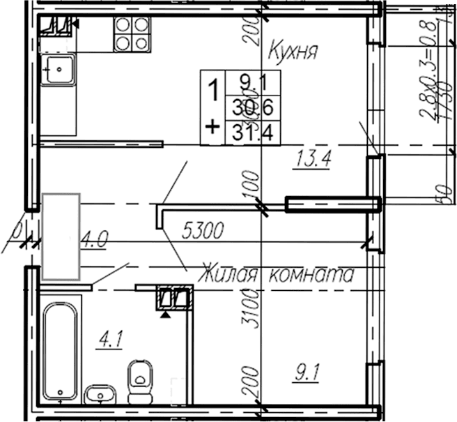 Продается 1-комн. квартира, 30.6 м²