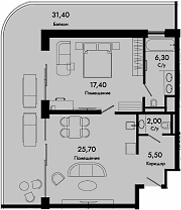 Продается 1-комн. квартира, 56.9 м²