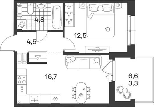 Продается 2-комн. квартира, 38.5 м²