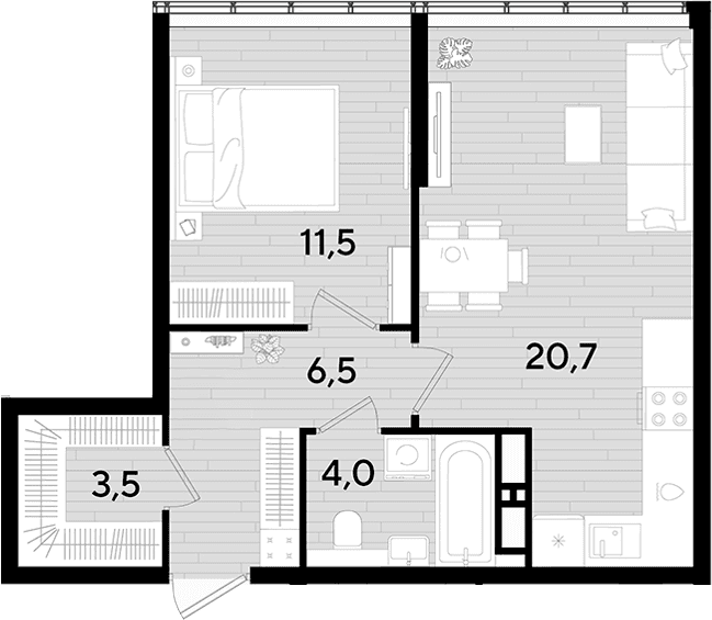 Продается 1-комн. квартира, 44.8 м²