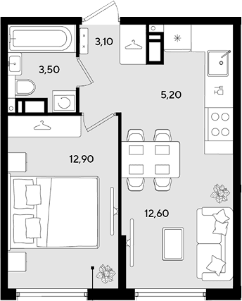 Продается 2-комн. квартира, 37.3 м²