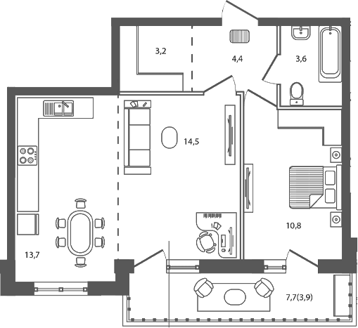Продается 2-комн. квартира, 50.2 м²