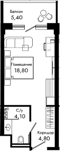 Продается 1-комн. квартира, 27.7 м²