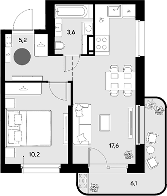 Продается 2-комн. квартира, 36.6 м²