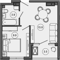 Продается 2-комн. квартира, 29.6 м²